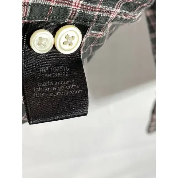JOHN VARVATOS STAR U.S.A. Men's Black/Red Plaid Button-Up Long Sleeve Shirt SZ L